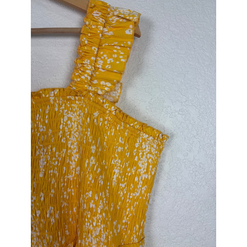 Torrid Yellow Leopard Smocked Tiered Midi Dress Sz 3 Resort Summer Vacation - Picture 5 of 10